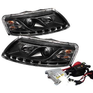 High Performance Xenon HID Audi A6 ( Non Quattro with AFS ) DRL LED Projector Headlights with Premium Ballast   Black with 4300K OEM White HID Automotive