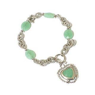 The Olivia Collection Aventurine Heart Rope Link T Bar Bracelet: Jewelry