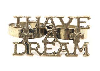 I Have a Dream Double Ring Adjustable Gold Tone RC05 Knuckle Civil Rights Statement Fashion Jewelry: Jewelry