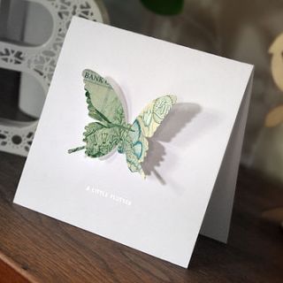 'a little flutter' money butterfly card by hupa lupa