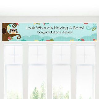 Banner   Owl   Look Whooo's Having A Baby   Personalized Baby Shower Banner Toys & Games