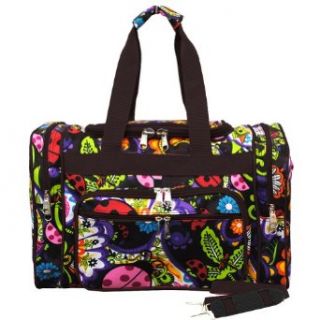 Small Lady Bug Print Carry on Shoulder Duffle Bag brown Clothing