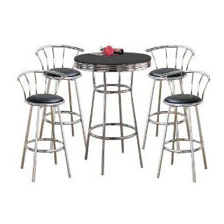 MAN CAVE Metal Bar Table & Pub Set with 4 Swivel Seat Bar Stools with Back Rests   Barstools With Backs