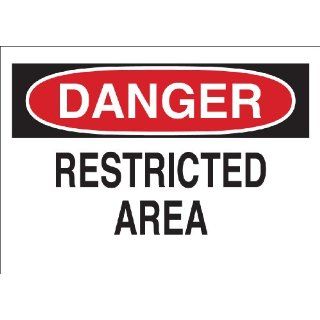 Brady 84110 Self Sticking Polyester, 10" X 14" Danger Sign Legend "Restricted Area": Industrial Warning Signs: Industrial & Scientific