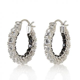 3.58ct Absolute™ Black and White Sterling Silver Inside/Out Hoop Earrings