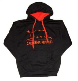 California Republic Black & Orange Logo Mens Hoodie: Clothing