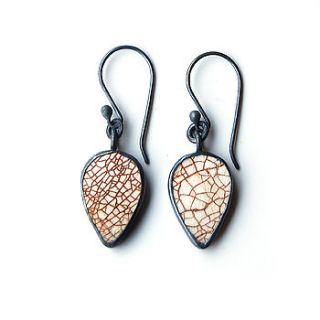 crackle pottery shard drop earrings by tania covo