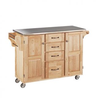Home Styles Large Kitchen Cart   Natural with Stainless Steel Top