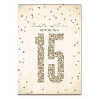 Glitter Look Confetti Wedding Table Numbers   15 Table Card