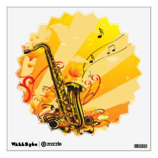 Jazzy Saxophone Beams Of Music Wall Graphic
