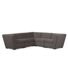 Roxanne Fabric Modular Sectional Sofa, 5 Piece (3 Square Corner Units and 2 Armless Chairs): Custom Colors   Furniture
