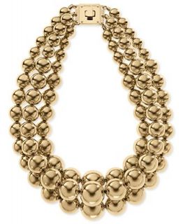 Michael Kors Gold Tone Drama Bead Turn Lock Necklace   Fashion Jewelry   Jewelry & Watches