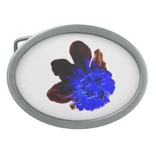 Electric Blue Glow Daffodil Belt Buckle