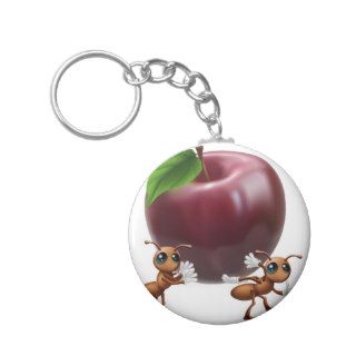 Ants carrying a big apple keychains