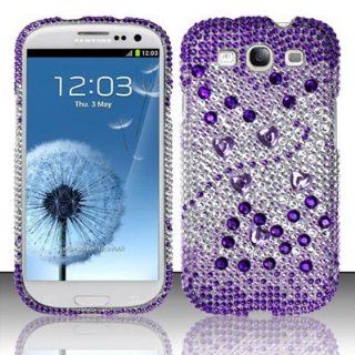 PURPLE GEMS Hard Plastic Bling Rhinestone Case for Samsung Galaxy S3 III i9300 / i747 / T999 (All Carriers) [In Twisted Tech Retail Packaging]: Cell Phones & Accessories