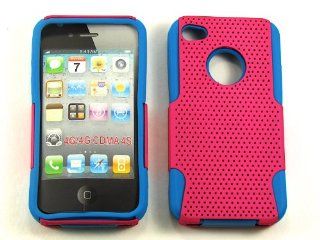 MESH SOFT SKIN FOR APPLE IPHONE 4 4S RUBBER SILICONE HARD COVER CASE AA 025D BLUE HOT PINK CELL PHONE ACCESSORY: Cell Phones & Accessories