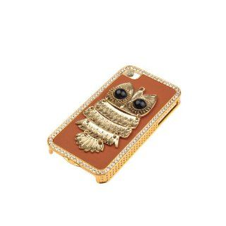 3d Bling Handmade Metal Night Owl Leather Hard Cover Case for Iphone 4s 4 Cell Phones & Accessories
