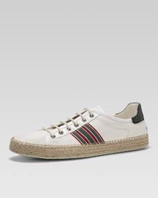 Gucci Canvas Lace Up Sneaker, Off White
