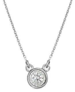 TruMiracle Diamond Necklace, 10k White Gold Diamond Bezel Pendant (1/10 ct. t.w.)   Necklaces   Jewelry & Watches