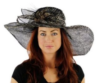 Pretty Polka Dot Wide Brimmed Sinamay Kentucky Derby Church Hat (Zebra Print) at  Womens Clothing store: Sun Hats