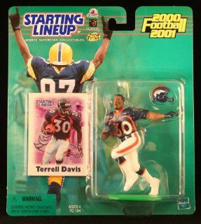 TERRELL DAVIS / DENVER BRONCOS 2000 2001 NFL Starting Lineup Action Figure & Exclusive NFL Collector Trading Card: Toys & Games