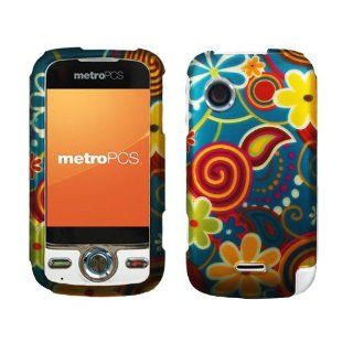 Blue Orange Yellow Green Flower Swirl Polka Rubberized Snap on Design Hard Case Faceplate for Huawei M735: Cell Phones & Accessories