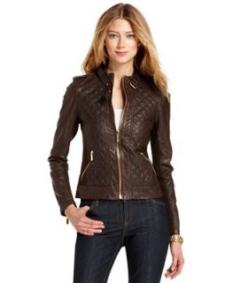 MICHAEL Michael Kors Jacket, Quilted Leather Motorcycle   Jackets & Blazers   Women