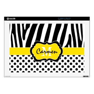 Yellow Black White Zebra Stripe Polka Dot Laptop Laptop Decals