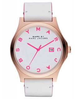 Marc by Marc Jacobs Watch, Womens White Leather Strap 43mm MBM1248   Watches   Jewelry & Watches