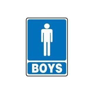 BOYS (W/GRAPHIC) Sign   14" x 10" Dura Plastic  Restroom Bathroom Sign   Close To Ceiling Light Fixtures  
