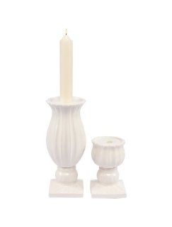 Melrose Porcelain Candle Holder 7 3/4 and 11 1/4 Inch Tall, Set of 2   Pillar Holders