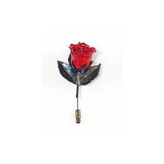 REAL FLOWER Copper Rose Stick Pin Brooch in Red: Brooches And Pins: Jewelry