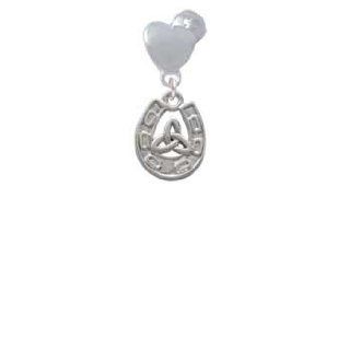 Silver Horseshoe with Trinity Knot Nurse Hat Heart Charm Bead Dangle: Jewelry