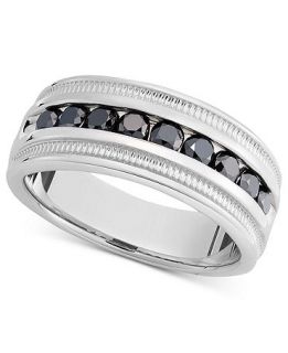 Mens Sterling Silver Ring, Black Diamond Band (1 ct. t.w.)   Rings   Jewelry & Watches