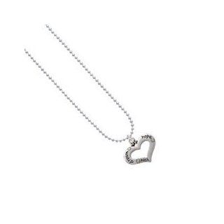 Heart with 3 AB Crystals   Dream, Hope, Wish Ball Chain Charm Necklace [Jewelry]: Jewelry