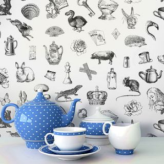 'alice in wonderland' self adhesive wallpaper by oakdene designs