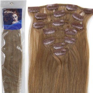 20''7pcs Fashional Clips in Remy Human Hair Extensions 24 Colors for Women Beauty Hot Sale (#12 light brown) : Beauty