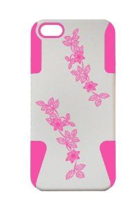 FLOWER DESIGN PLASTIC & SILICONE PINK/WHITE CASE FOR IPHONE 5, FLOWER COVER  LIFETIME WARRANTY: Cell Phones & Accessories