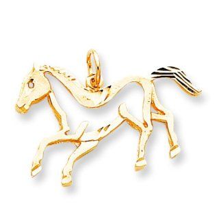 10K Yellow Gold Running Horse Charm Jewelry FindingKing: Bead Charms: Jewelry