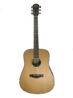 Teton Beautiful Full Dreadnought Solid Cedar Top Solid Mahogany Back and Sides Acoustic Guitar with Abalone Inlays STS205NT: Musical Instruments