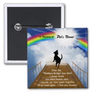 Rainbow Bridge Memorial Poem for Dogs Buttons