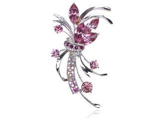 Floral Flower Purple Bouquet Fashion Collectible Crystal Rhinestone Pin Brooch: Jewelry