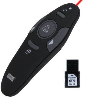August LP205R Wireless Presenter with Red Laser Pointer   Cordless Powerpoint Slide Changer with Shortcut Keys   Remote Control Range: 15m   Battery Powered (1xAAA Inc.) : Office Products