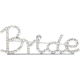 Heirloom Finds Rhinestone Crystal Bride Fancy Script Wedding Pin Brooch: Jewelry