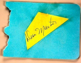 Dean Martin Autograph   Autograph Page Cut   Signed in Ballpoint Pen   Films: Ocean's Eleven / Rio Bravo / The Caddy   Rare   Collectible: Dean Martin: Entertainment Collectibles