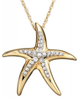 Diamond Necklace, 14k Gold Diamond Starfish Pendant (1/10 ct. t.w.)   Necklaces   Jewelry & Watches