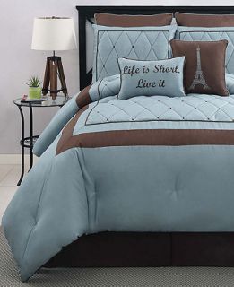 CLOSEOUT! Versailles Blue 8 Piece King Comforter Set   Bed in a Bag   Bed & Bath