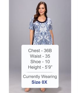 Karen Kane Plus Plus Size Blue Paisley T Shirt Dress