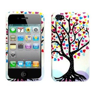 Importer520 Colorful Love Tree Print Design Plastic Matte Rubberized Texture Design for Anti Slip Grip Snap On Case Cover for Case Cover Accessory for APPLE AT&T VERIZON IPHONE 4 4S 4G 16GB and 32GB Cell Phones & Accessories