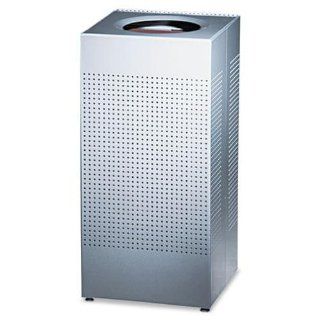 Rubbermaid Commercial FGSC14EPLSM Designer Series Silhouettes Steel Trash Can,16 Gallon, Silver Metallic